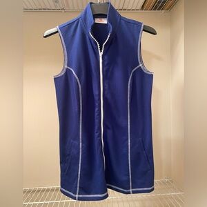 SALE! $9 New Quacker Factory Cotton Blend Blue Vest with rhinestone zipper XS